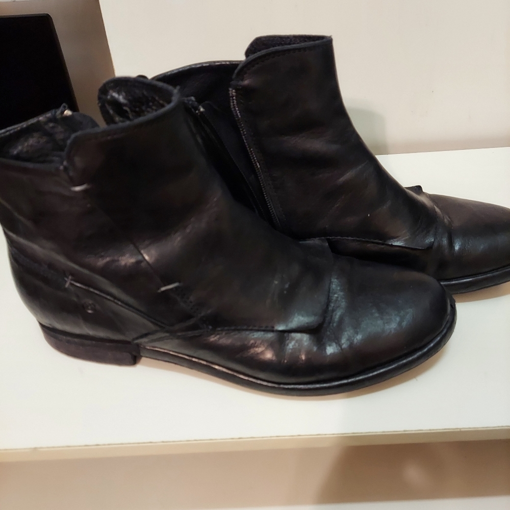 Black leather booties